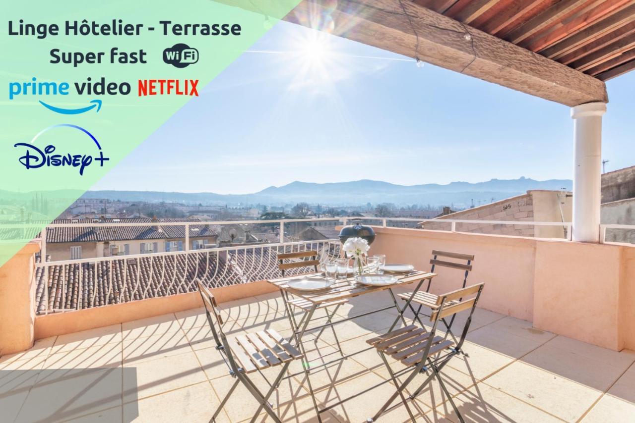 Mont Ventoux - Terrasse - Vue Degagee - Linge De Qualite - Fibre - Confort Gardanne Kültér fotó